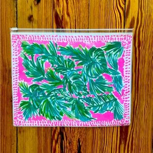 Lilly Pulitzer Clear and Palms Zip Slide Travel Beach Cosmetic Pouch